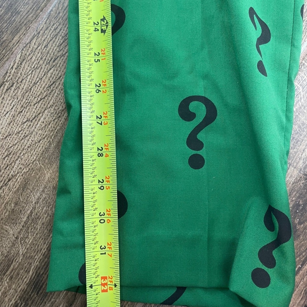 Funsuits The Riddler Suit Pants Mens 34x32 Green Question Mark Cosplay Comic Con - Picture 9 of 9
